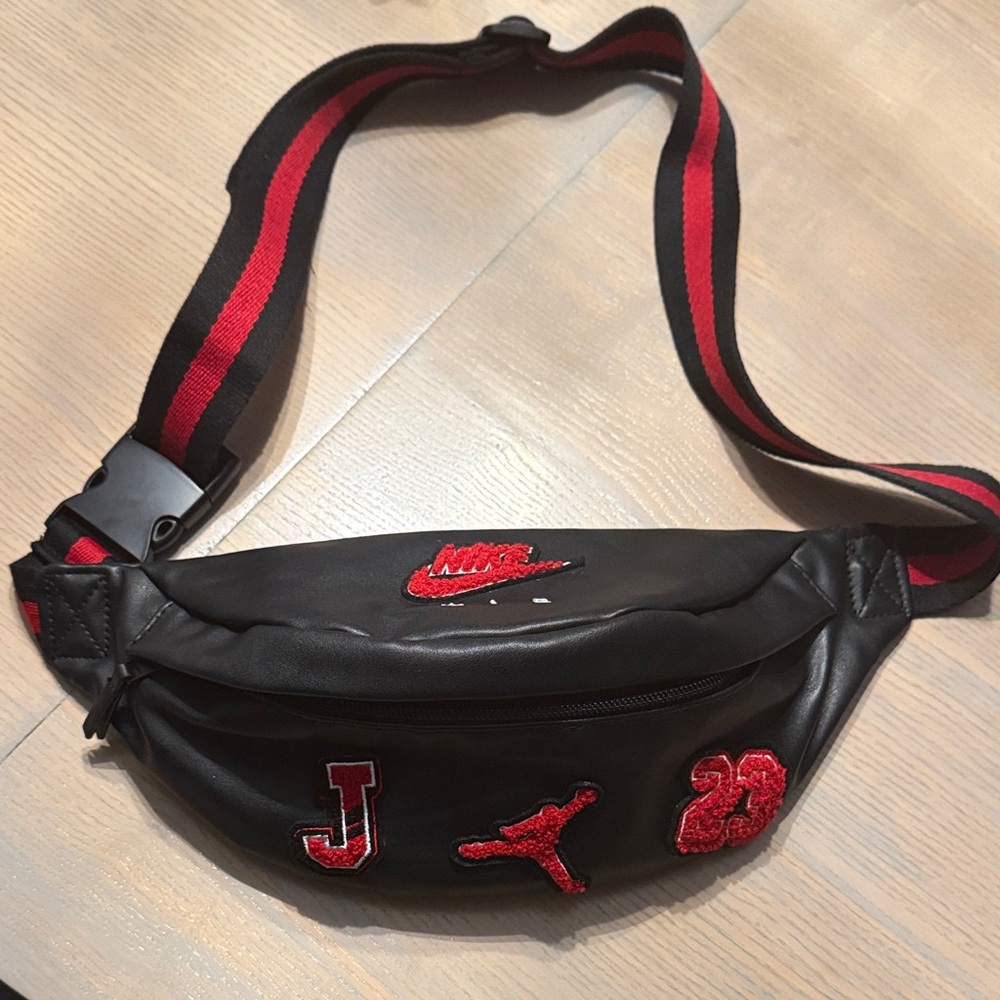 Nike Black Belt Bag with Red Accents